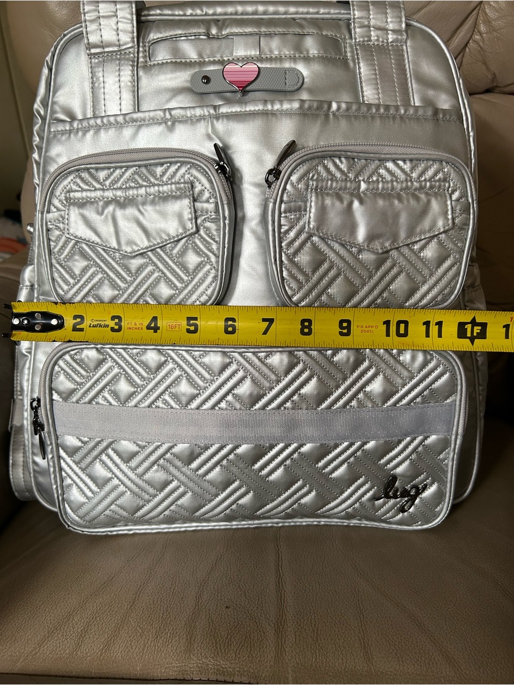 Lug Puddle Jumper LE Convertible Tote Metallic Silver Charm NEW FINAL PRICE DROP - Picture 9 of 12